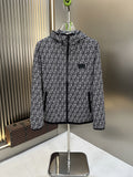 Fendi Black and White Pattern Hooded Zip-Front Jacket — hero