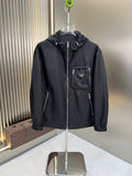 Prada Black Hooded Zip-Front Jacket — hero