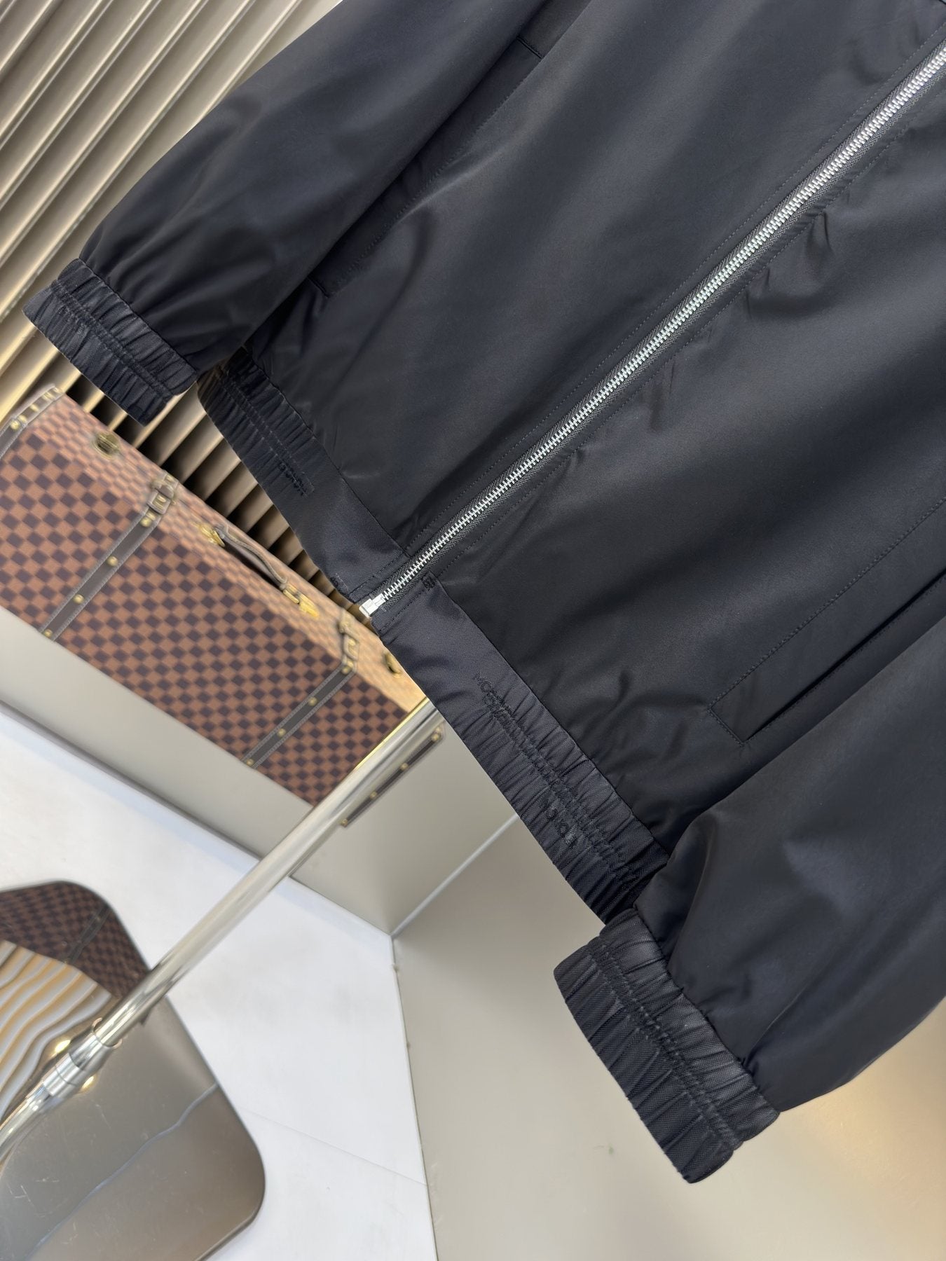Moncler Hooded Contrast Panel Zip Jacket — detail