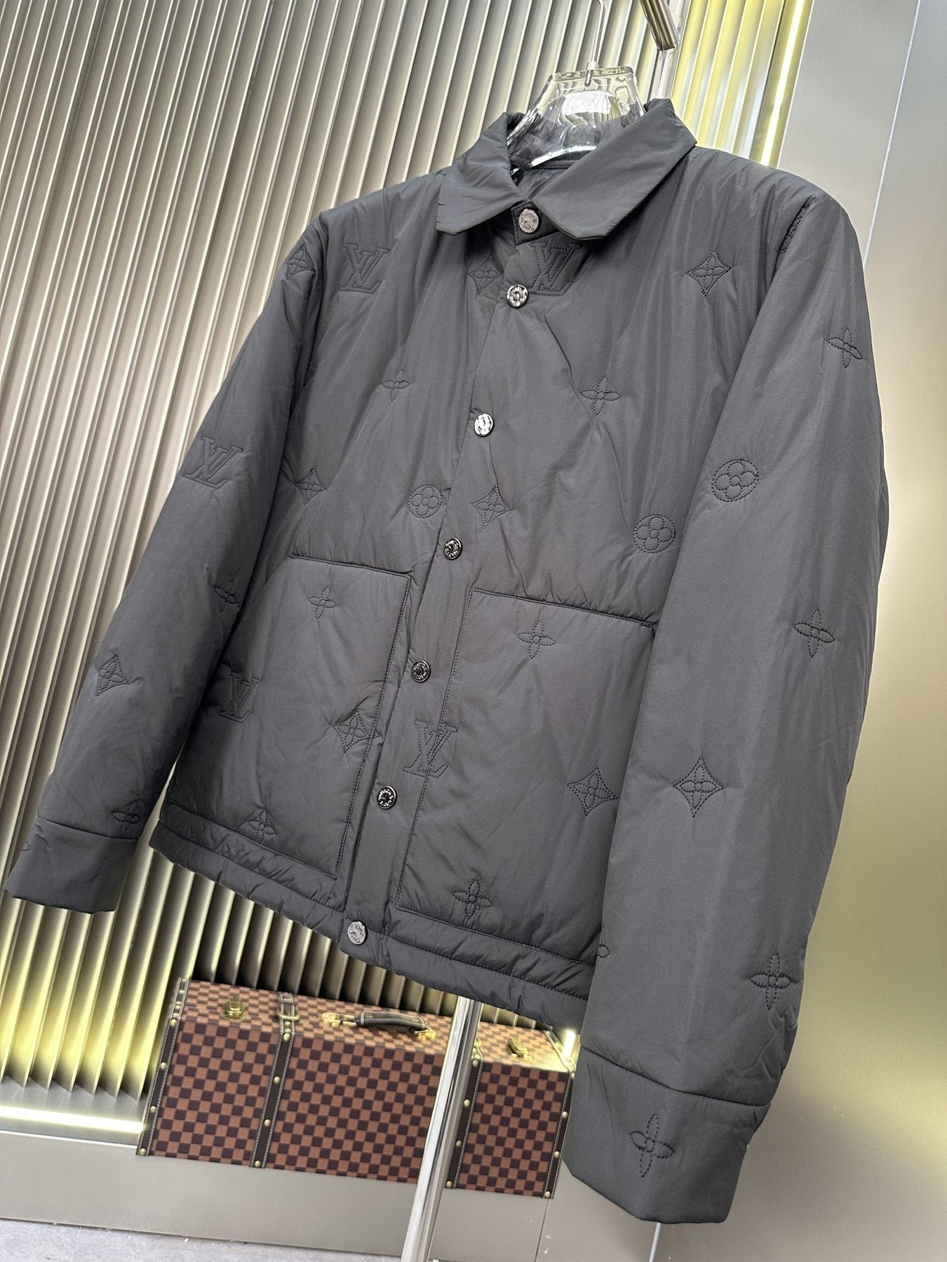 LV Tonal Monogram Quilted Puffer Coat — front