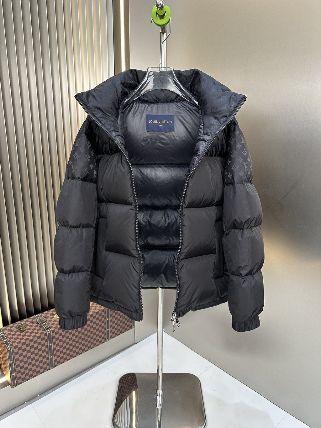 LV Tonal Monogram Hooded Puffer Coat — front
