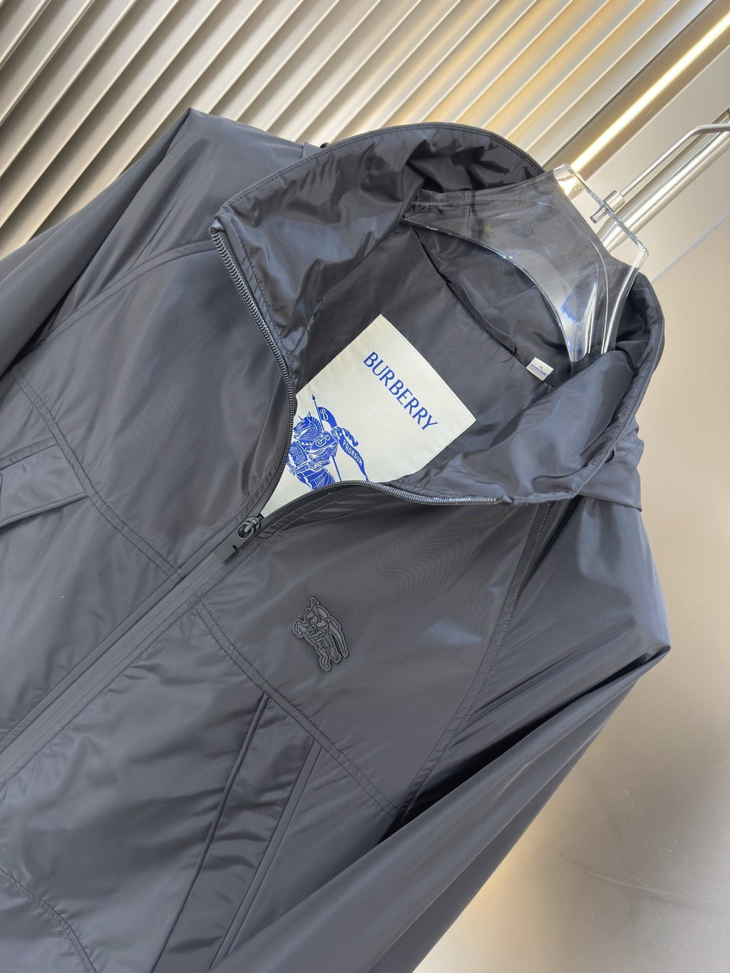 Burberry Hooded Zip-Front Jacket — neck_label