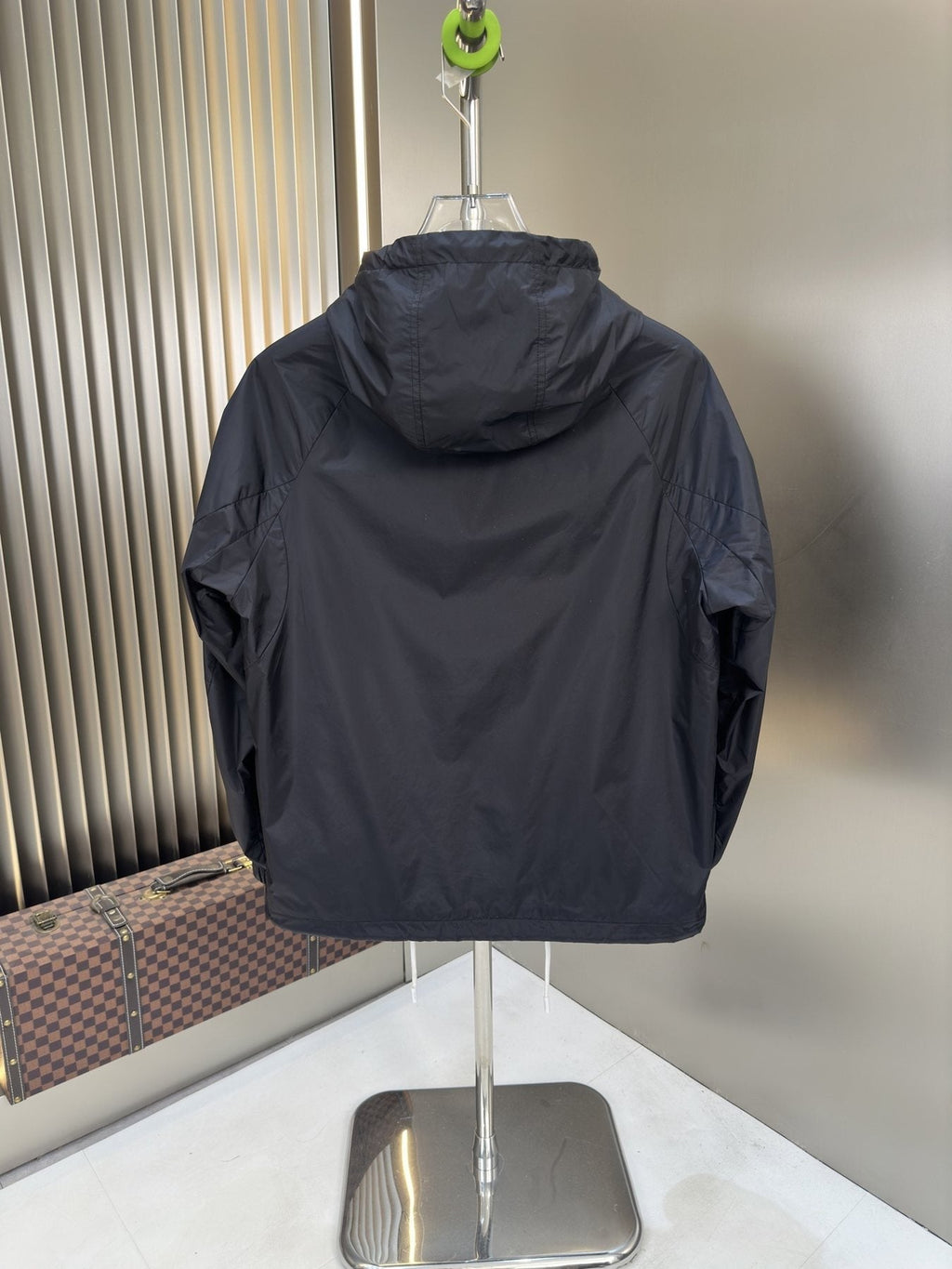 Prada Dark Navy Hooded Jacket with Blue Zipper Trim — back
