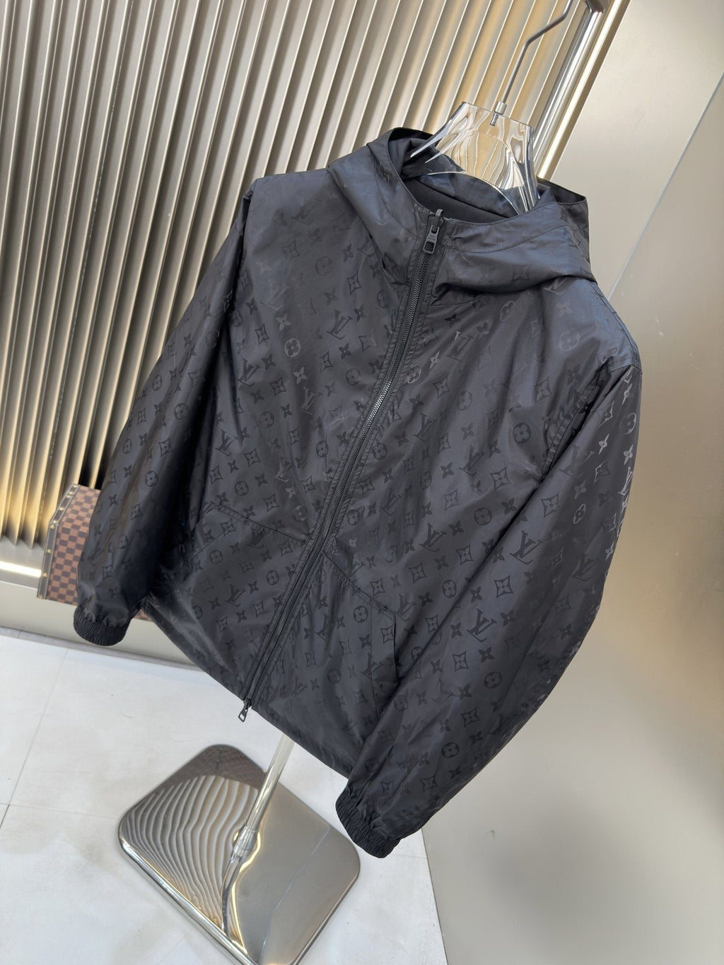 2026 Original Jacket Black Monogram Hooded Zip Jacket — front