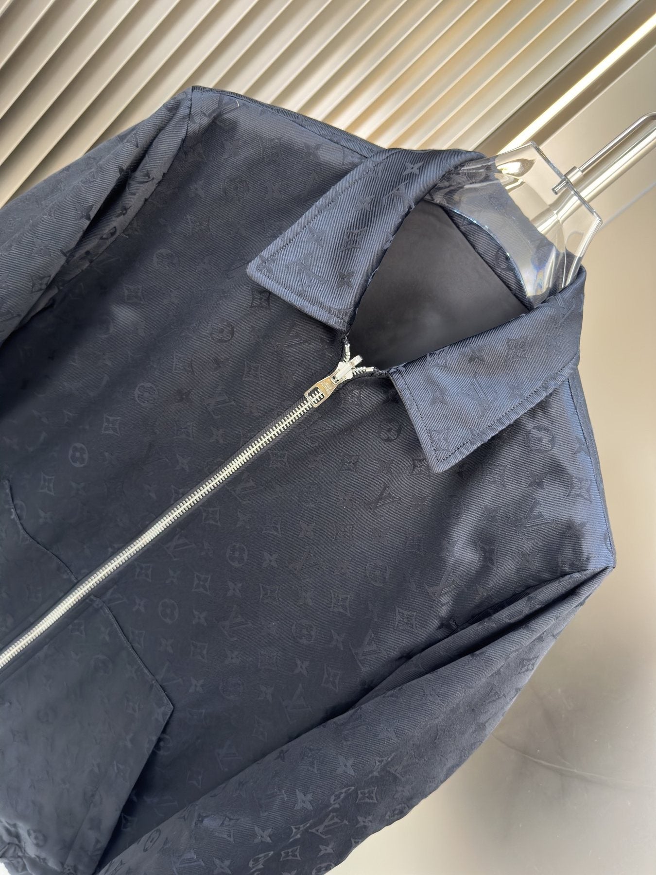 LV Tonal Monogram Zip-Front Jacket — detail