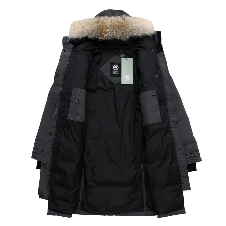 Canada Goose Long Quilted Fur-Trim Hood Puffer Jacket — hang_tag