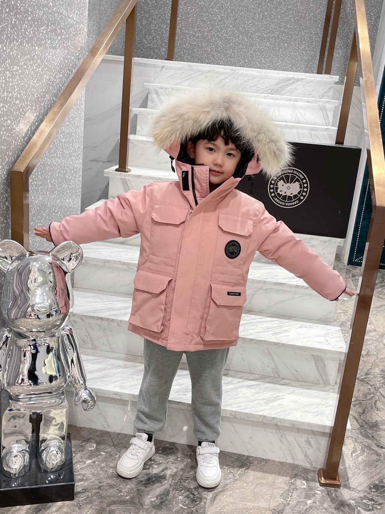 Canada Goose Kids' Fur-Trim Hooded Down Jacket — front