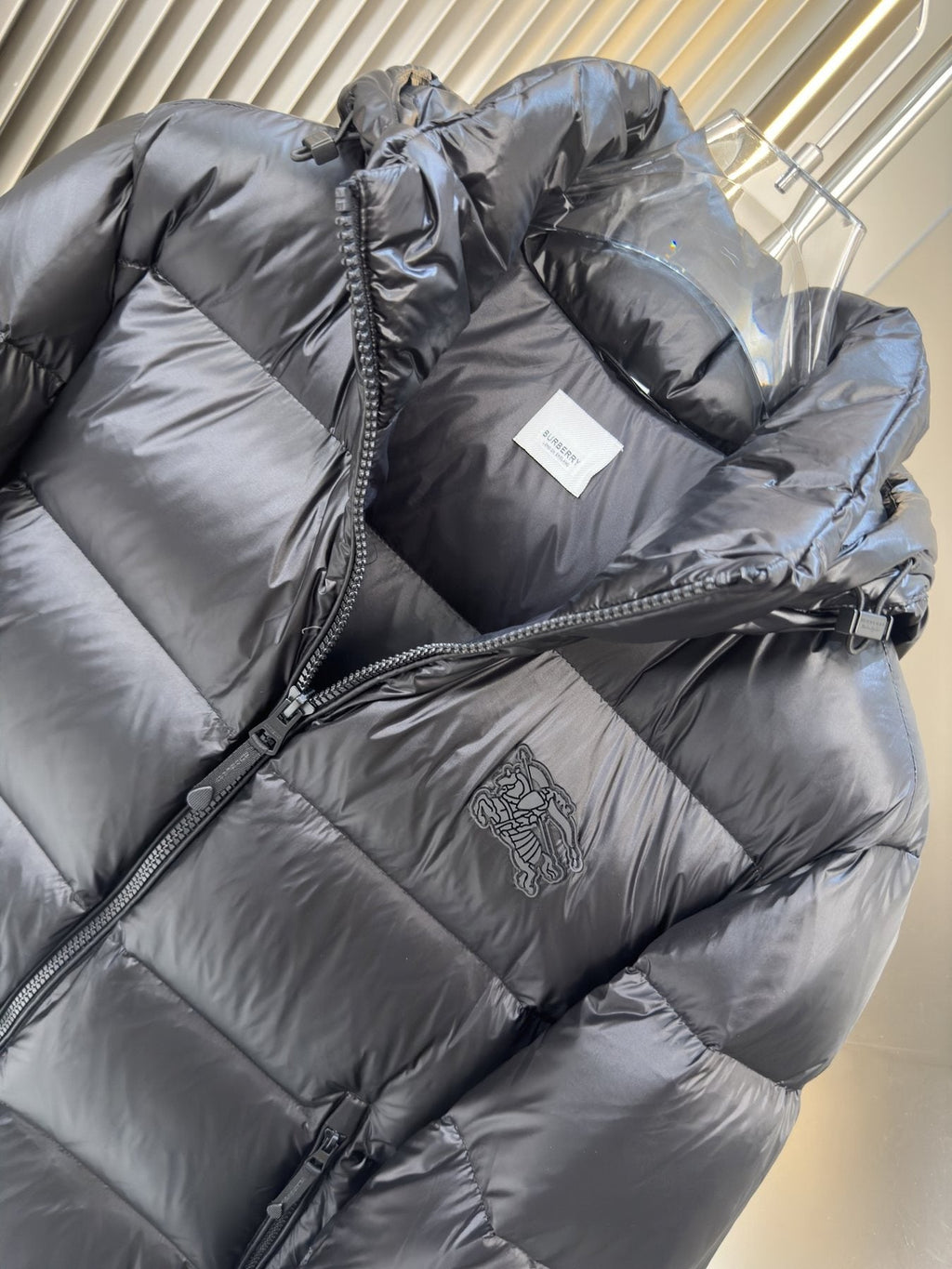 Burberry Black Hooded Puffer Jacket — neck_label
