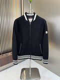 Moncler Black Striped-Trim Bomber Jacket — hero