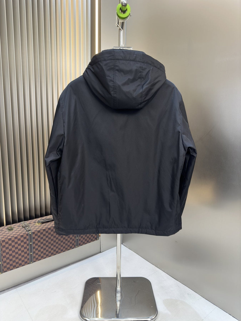 Prada Black Hooded Puffer Jacket — back