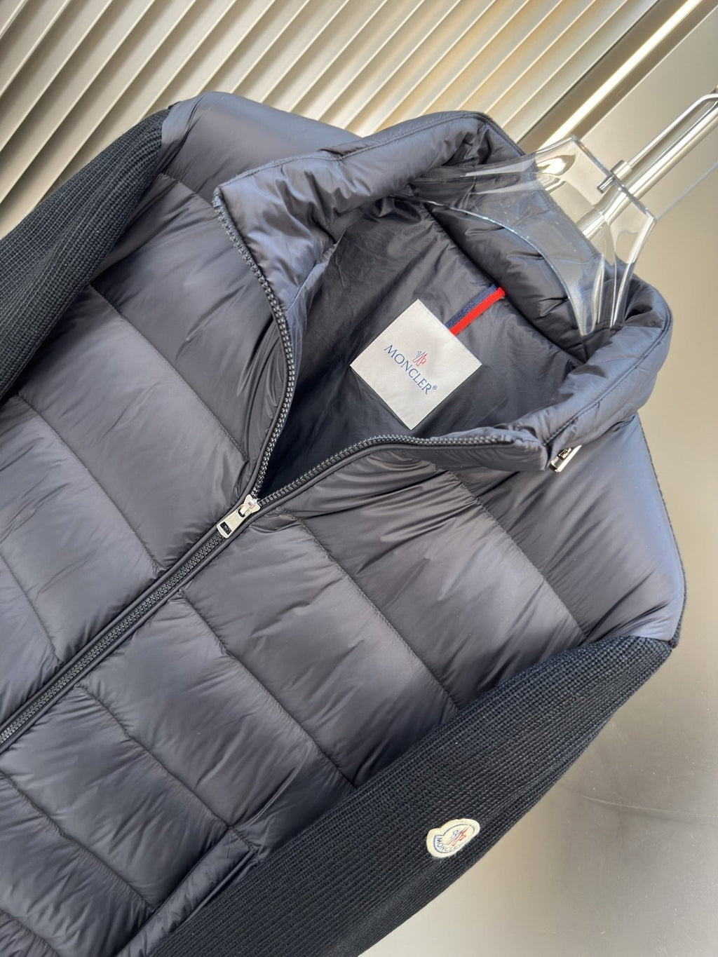 Moncler Quilted Hybrid Puffer Jacket — neck_label