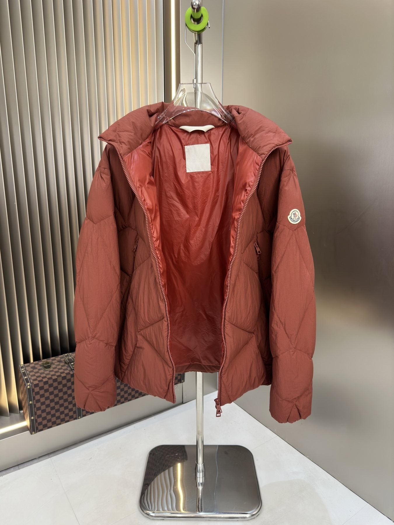 Moncler Chevron-Quilted Puffer Coat — detail