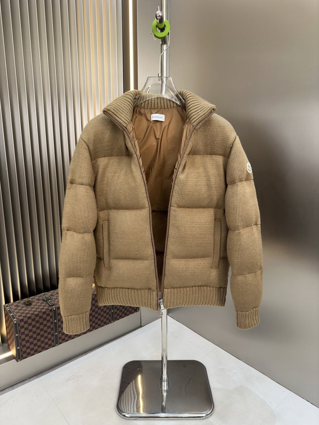 Moncler Quilted Knit-Sleeve Puffer Jacket — front