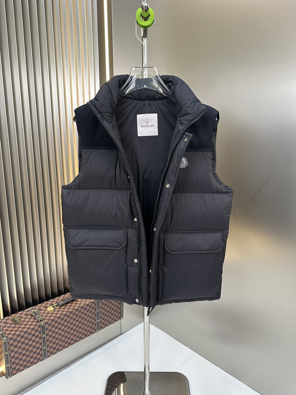Moncler Navy Quilted Down Vest — front