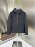 Prada Dark Grey Hooded Puffer Jacket — hero