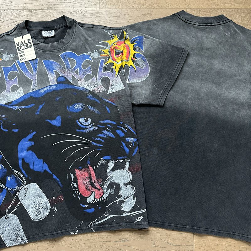 VALE USA Washed Black Panther Graphic T-Shirt — context