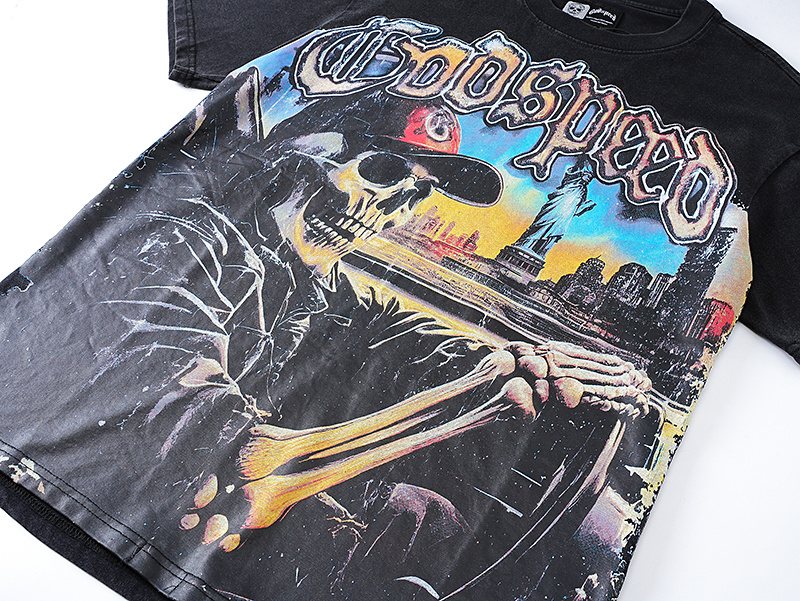Godspeed Skull Car Graphic T-Shirt — detail