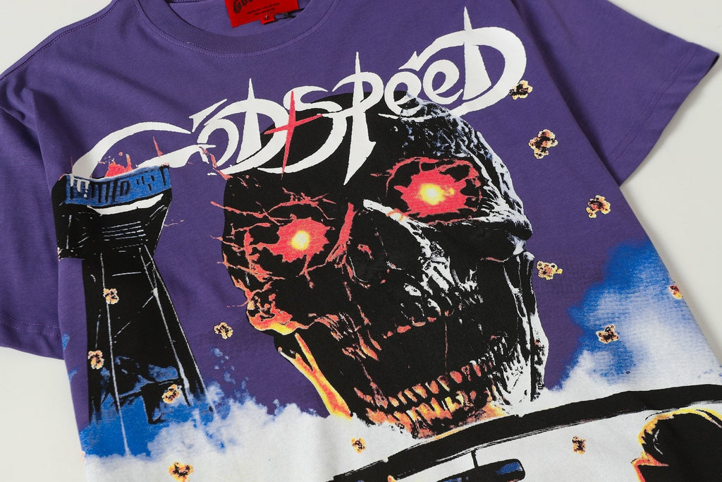 Godspeed Purple Washed Rock Graphic T-Shirt — detail