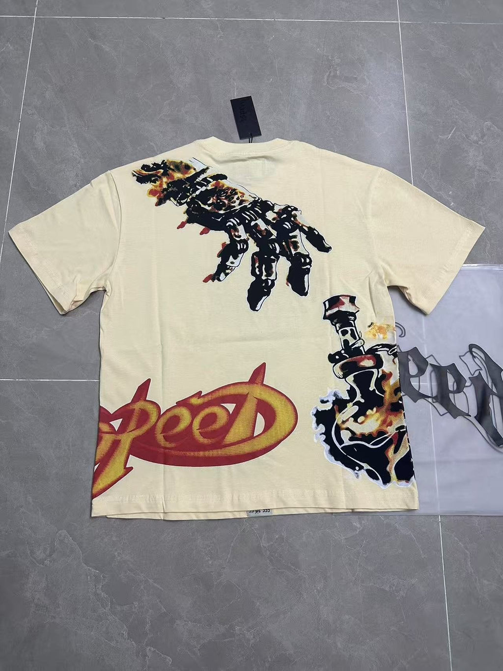 Godspeed Skull Robot Hand Graphic T-Shirt — back