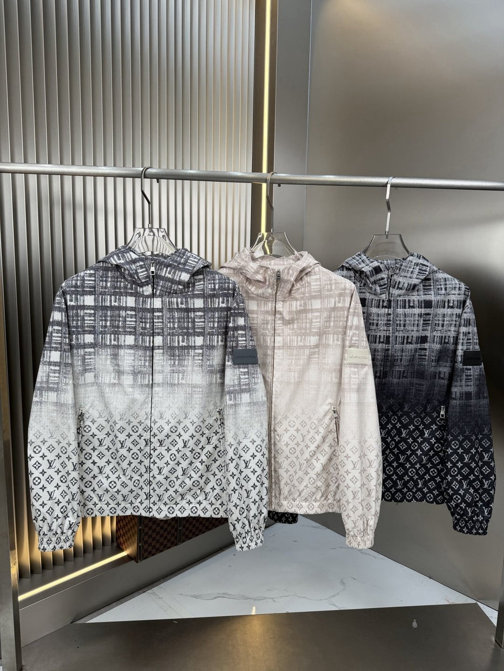 LV Gradient Panel Hooded Jacket — comparison