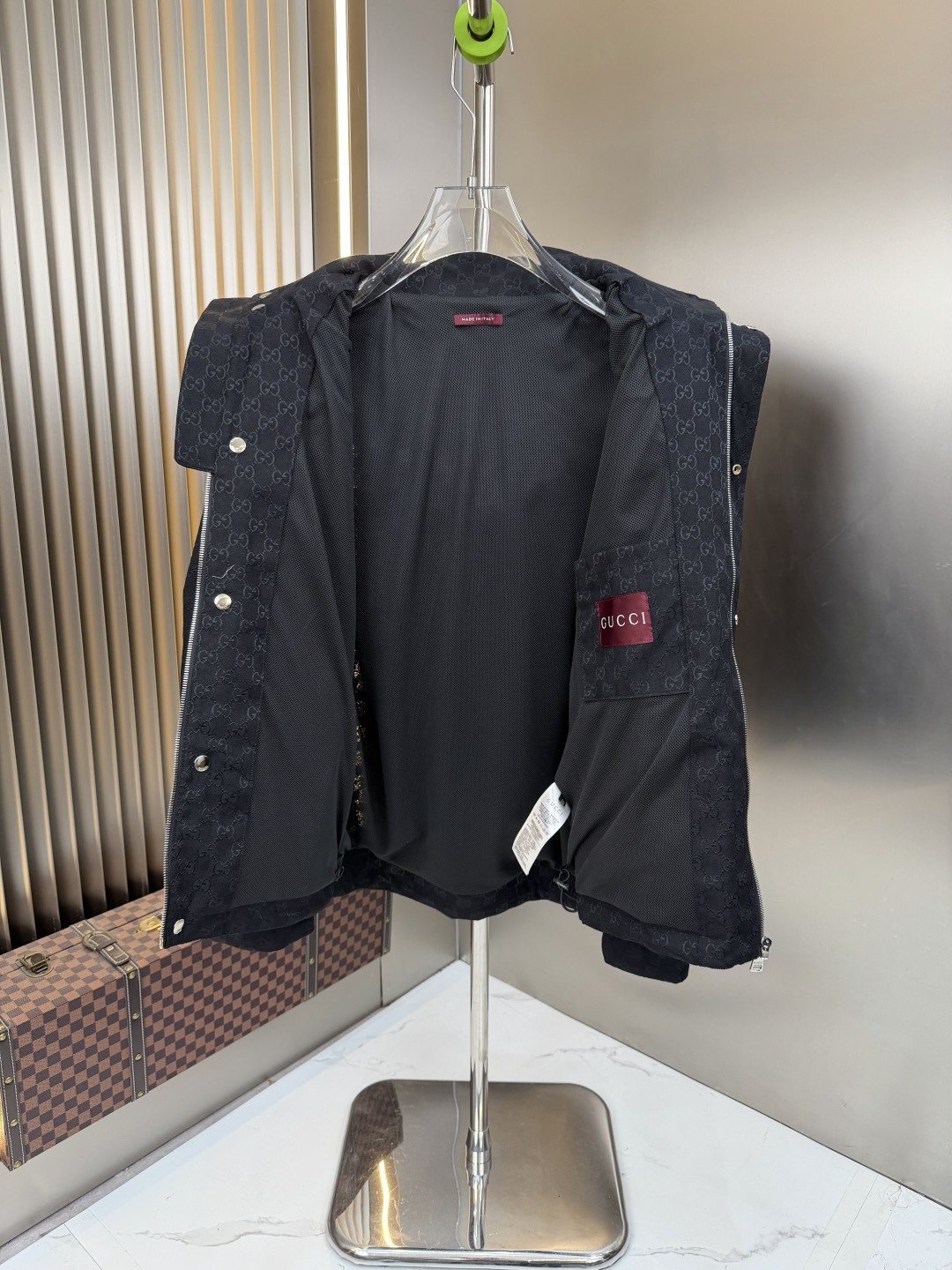 2026 Original Jacket Black Tonal Monogram Hooded Jacket — detail