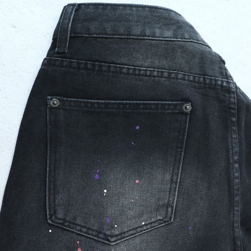 Valley Dreams Lives Forever Paint-Splatter Jeans — detail
