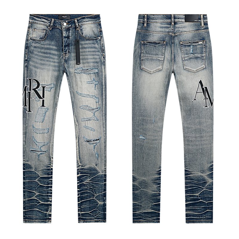 AMIRI Light Blue Embroidered Jeans — hero