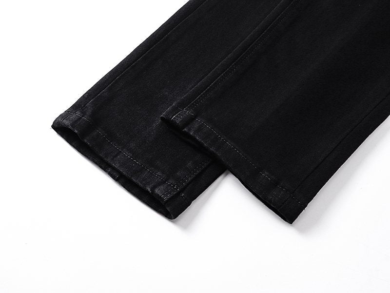 R+A Play/Pause Embroidered Black Jeans — detail