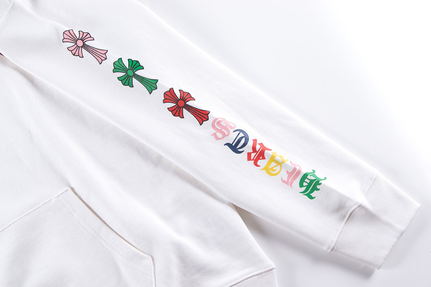 Chrome Hearts Multicolor Floral Cross Graphic Hoodie — detail