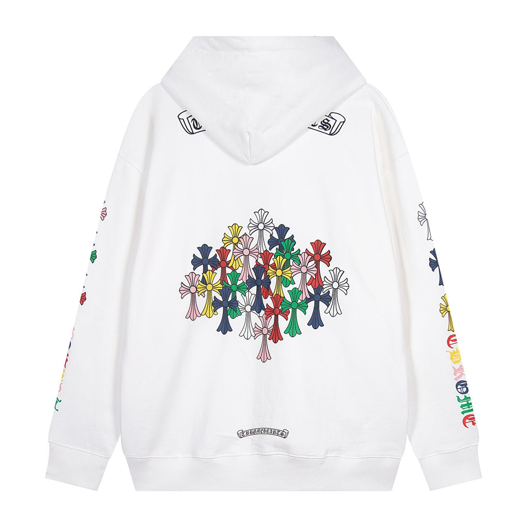 Chrome Hearts Multicolor Floral Cross Graphic Hoodie — back