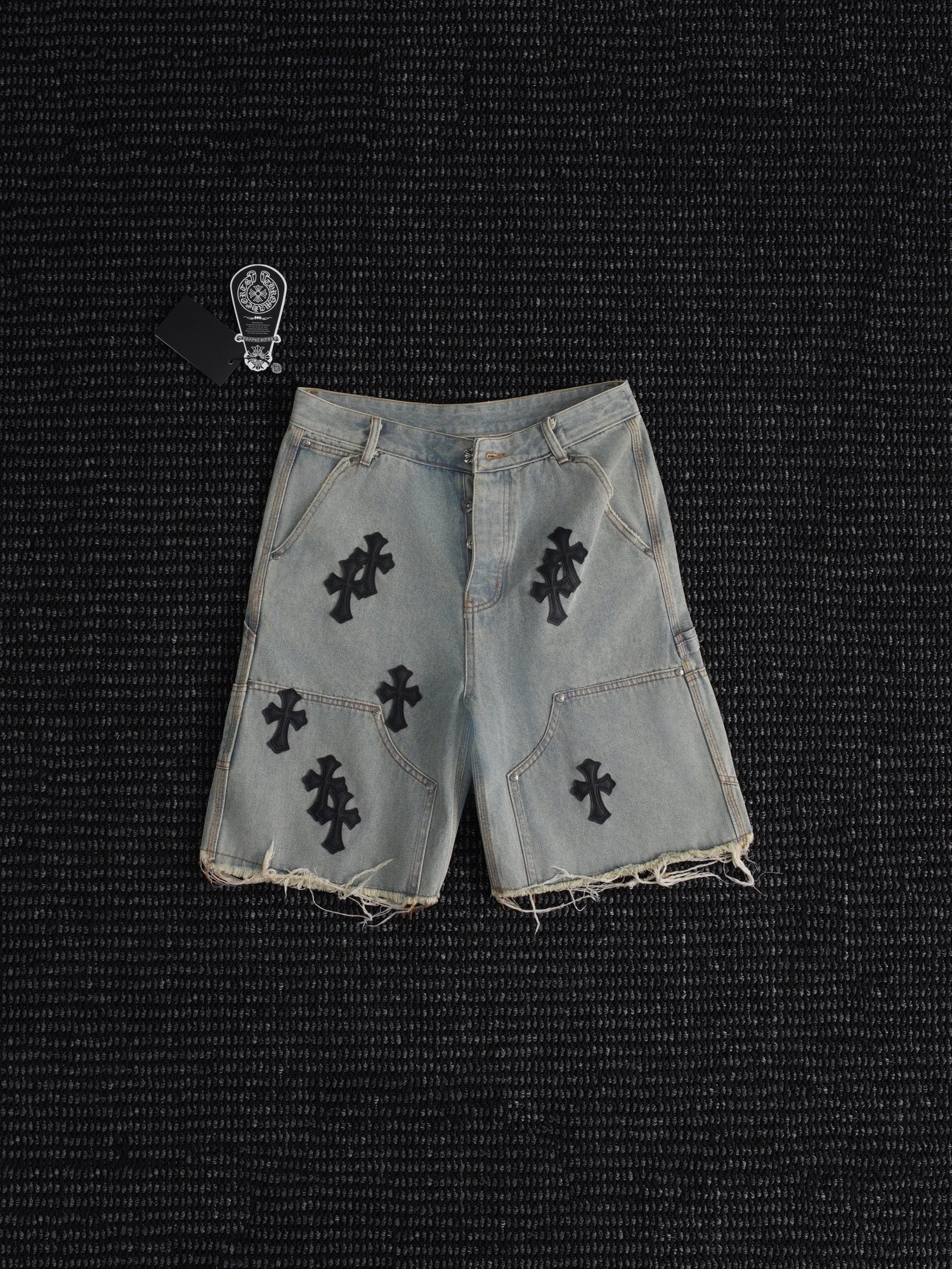 Chrome Hearts Cross Patch Denim Shorts — hero