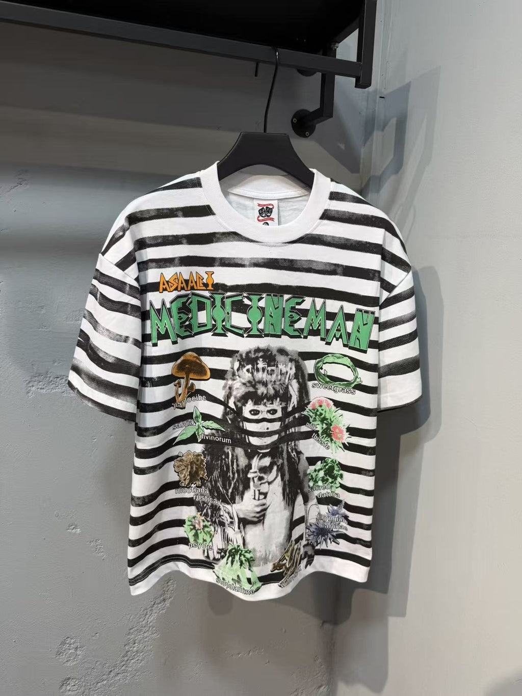 ASAALL Striped Front & Back Graphic T-Shirt — front