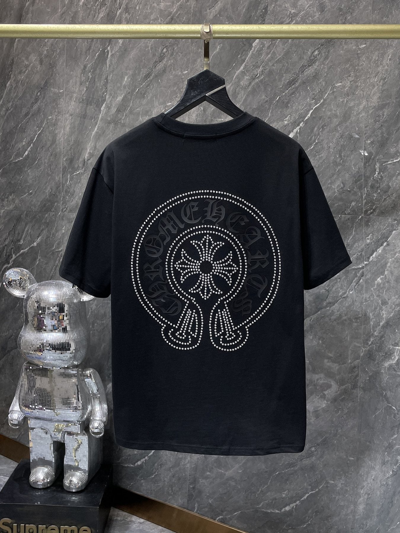 Chrome Hearts Rhinestone Cross Horseshoe Graphic T-Shirt — back