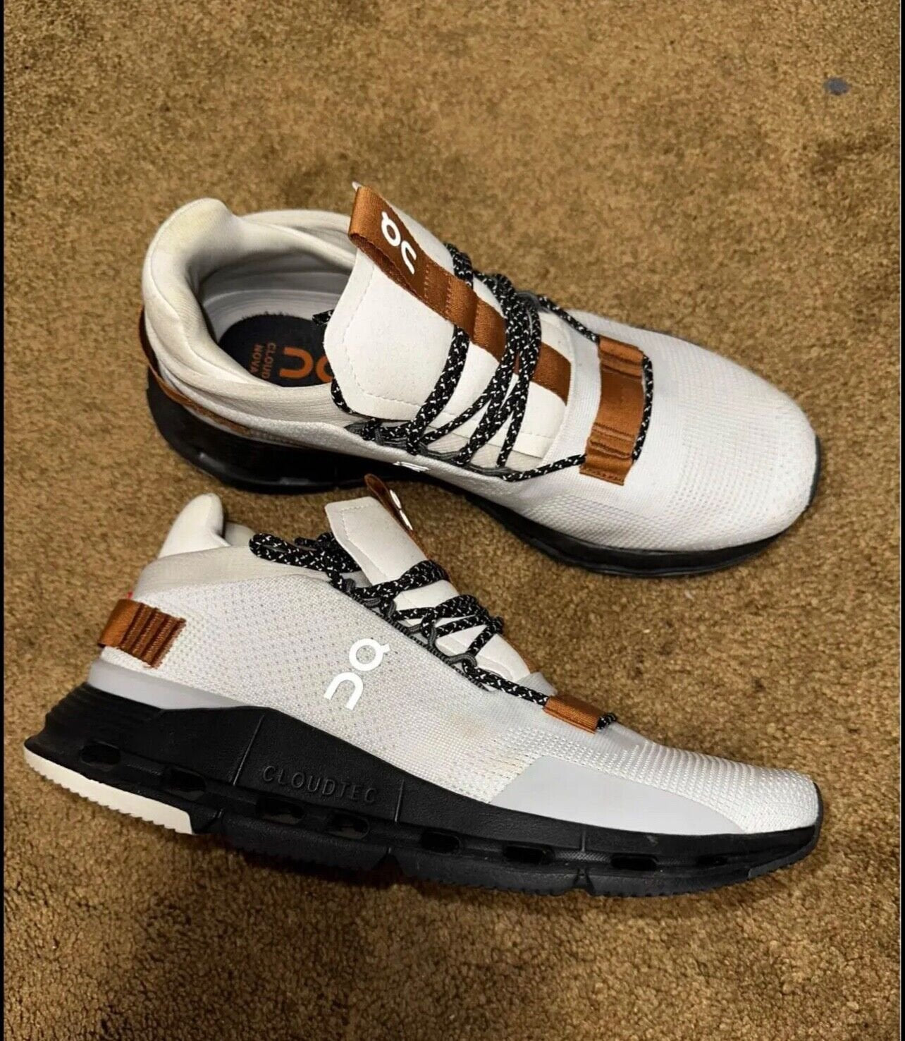On Cloudnova White Pecan Lifestyle Sneakers