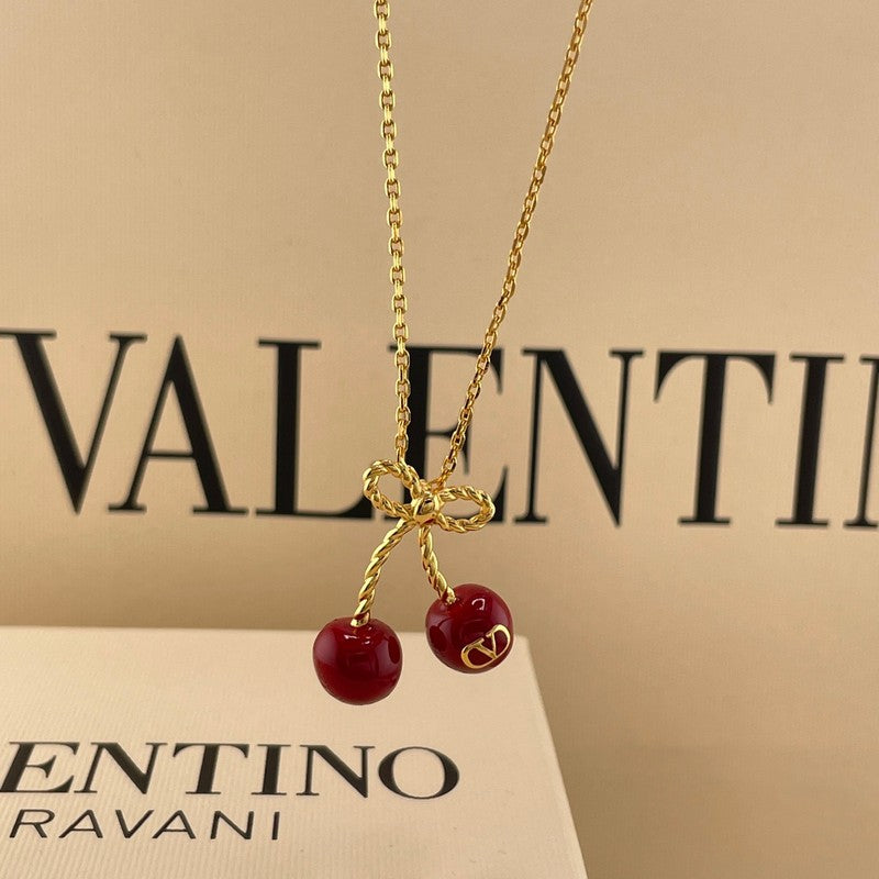 18K VLogo Red Cherry Gold Necklace