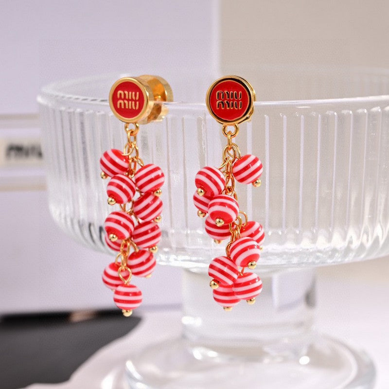 18K Miu Blue & Pink Ball Earrings