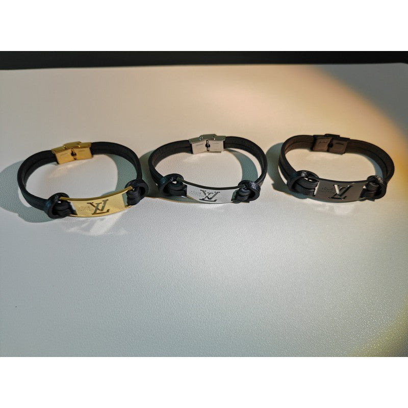 18K Louis Vuitton Leather Bracelet