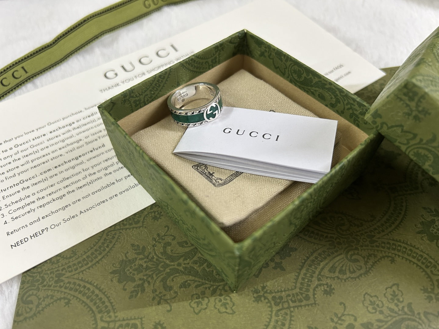 Double Gucci Interlocking Gucci Turquoise Enamel Ring