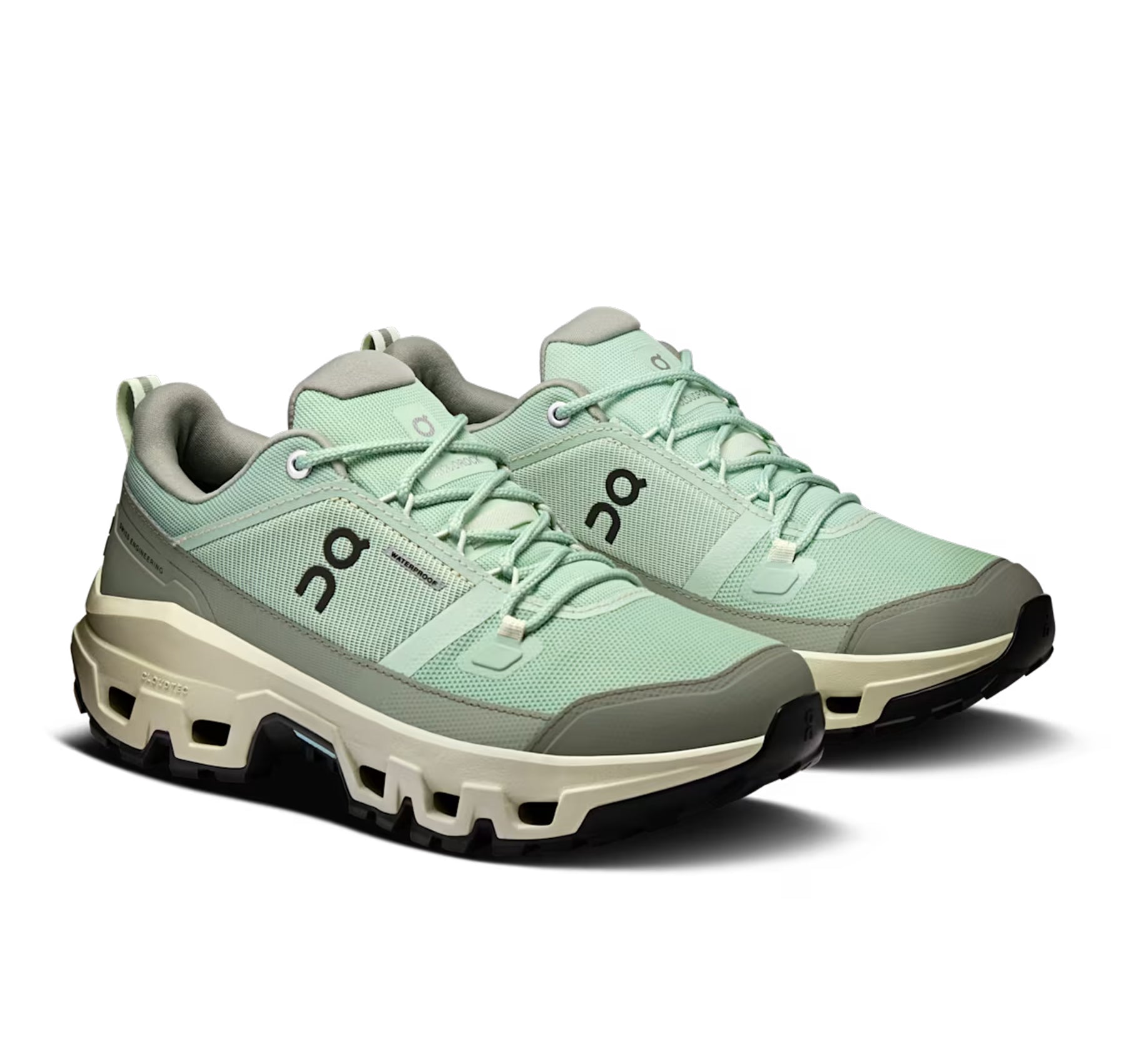 On Women's Cloudrock Low Waterproof Mineral/Aloe Hiking Shoes