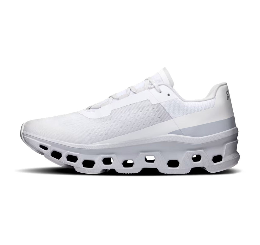 On Men's Cloudmonster White/Glacier Running Shoes