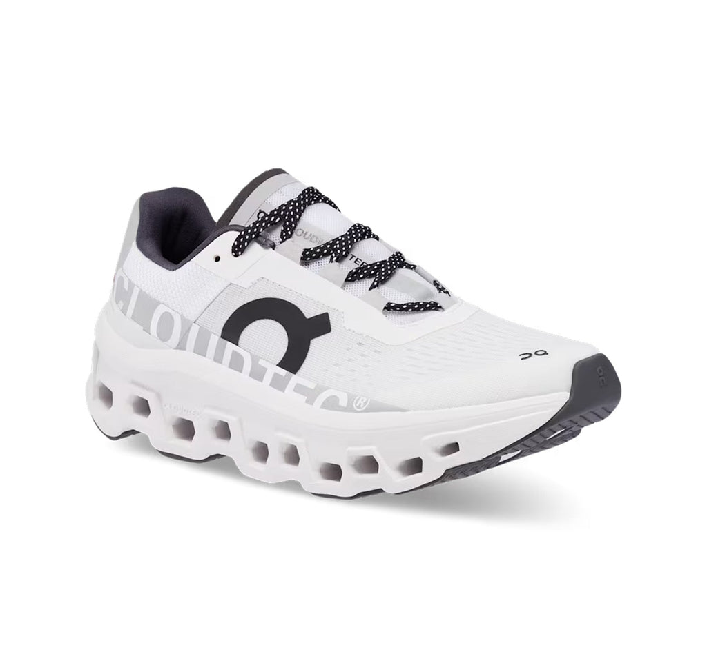 On Men's Cloudmonster All White Running Shoes