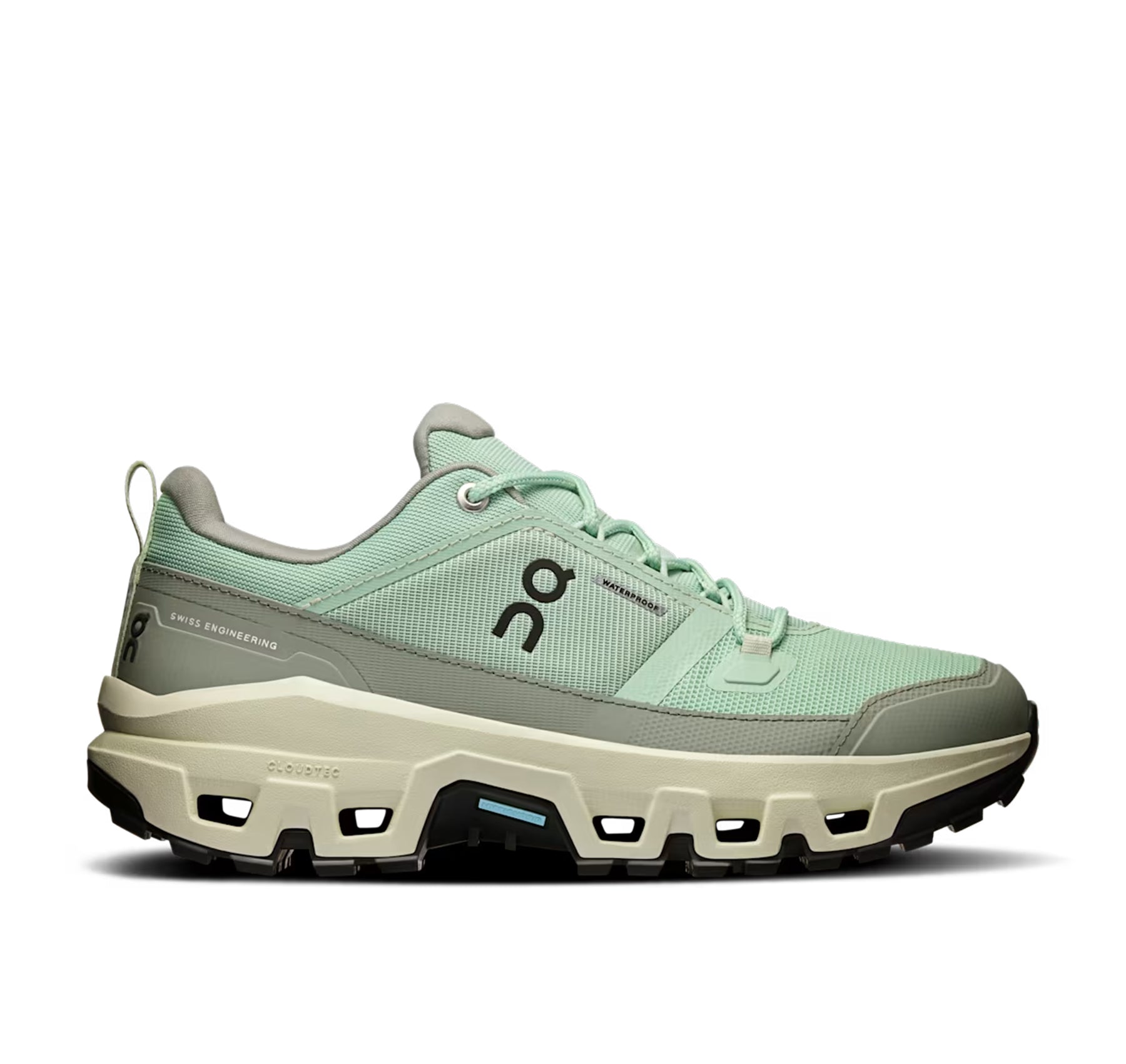 On Women's Cloudrock Low Waterproof Mineral/Aloe Hiking Shoes