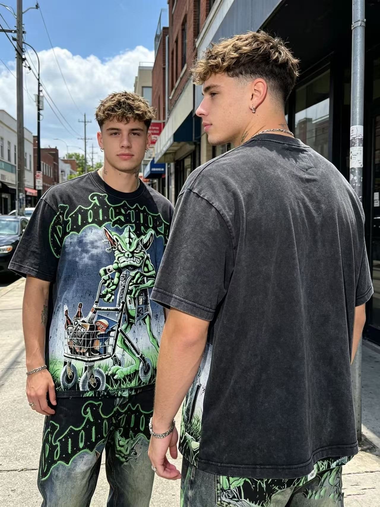 Godspeed Green Cart Character Graphic T-Shirt — context