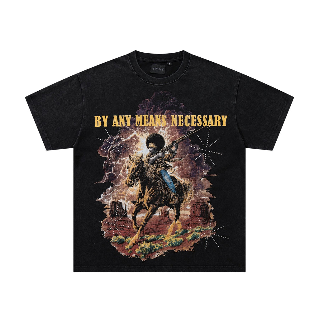 SUPPLY TEE By Any Means Necessary Western Rider Graphic T-Shirt — front
