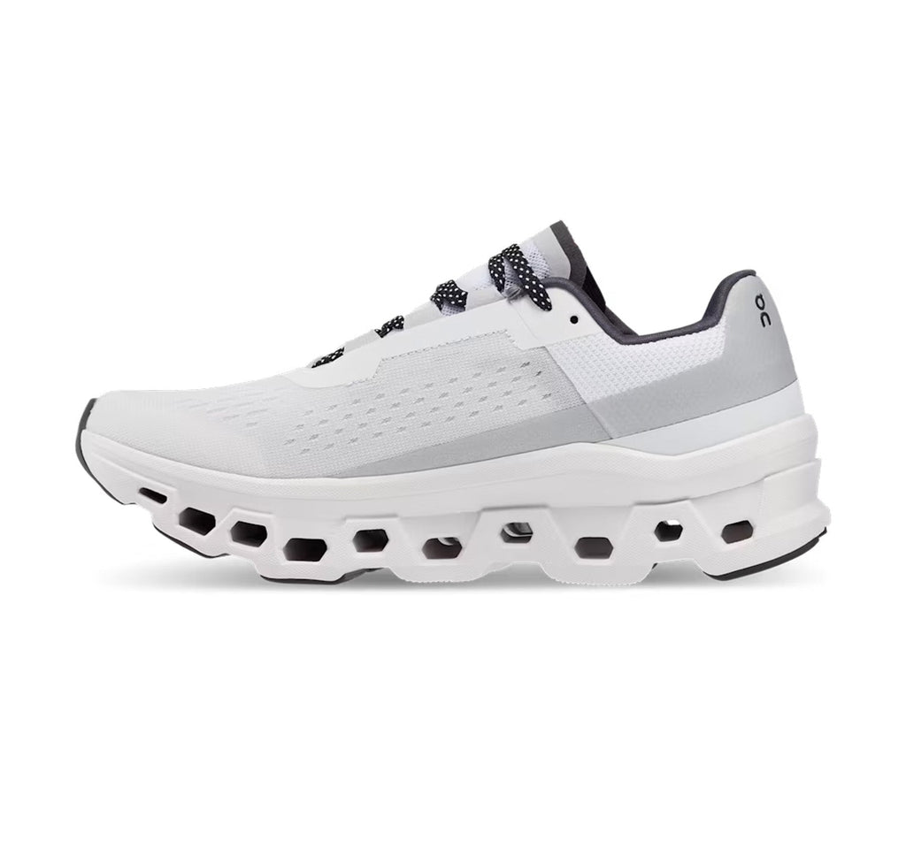 On Men's Cloudmonster All White Running Shoes