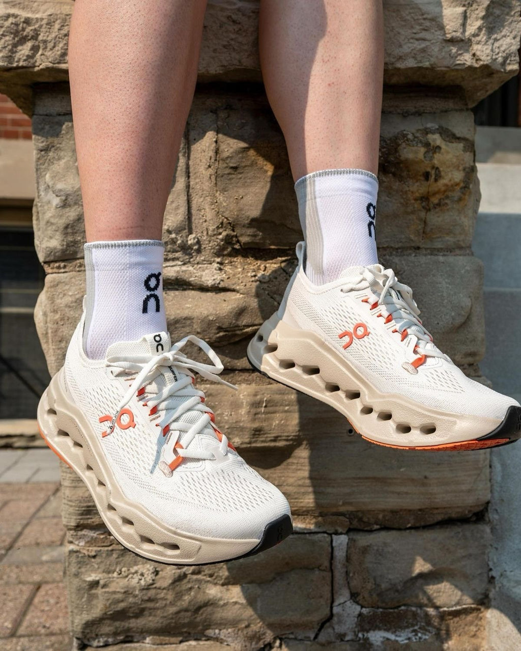 On Cloudsurfer Max Ivory Salmon Running Shoes
