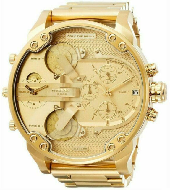 Diesel DZ7399 Mr. Daddy 2.0 Chronograph Men's Watch - Gold Dial & Gold Stainless Steel Strap