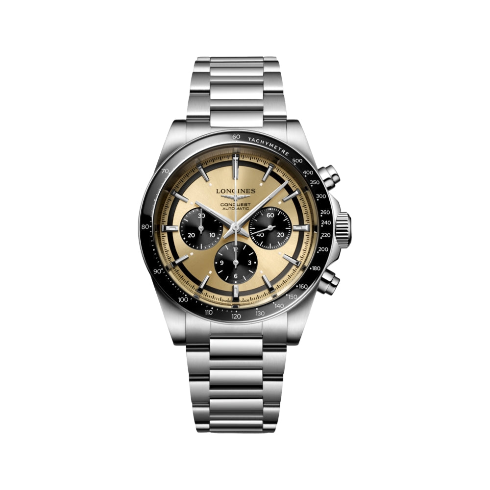 Longines Conquest Automatic Chronograph 42mm Watch - Gold on Bracelet
